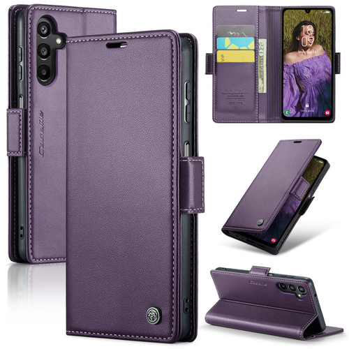 Samsung Galaxy A15 4G/5G CaseMe 023 Butterfly Buckle Litchi Texture RFID Anti-theft Leather Phone Case - Pearly Purple
